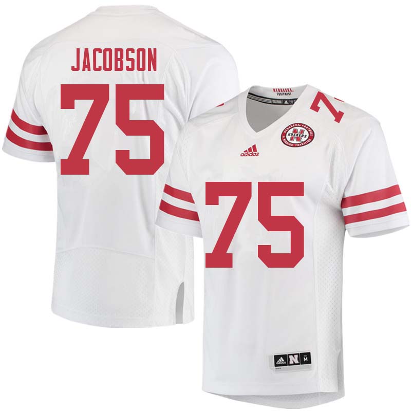 Men #75 Larry Jacobson Nebraska Cornhuskers College Football Jerseys Sale-White